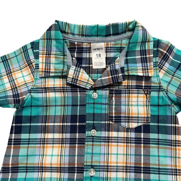 NEW Carter's 18m Plaid Button Down Romper - Picture 4 of 4